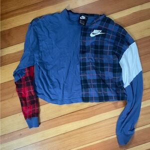 Nike Blue and Black Plaid Shirt
